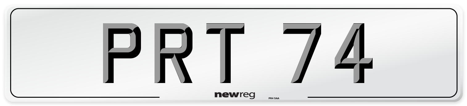 PRT 74 Number Plate from New Reg